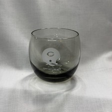 Set 4 Vintage NFL Chicago Bears Smokey Low Ball 8 oz Glass Tumbler.