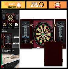 Official Size Dart Board Cabinet Set - Easy Assembly, 6 Steel Tip Darts Scoreb