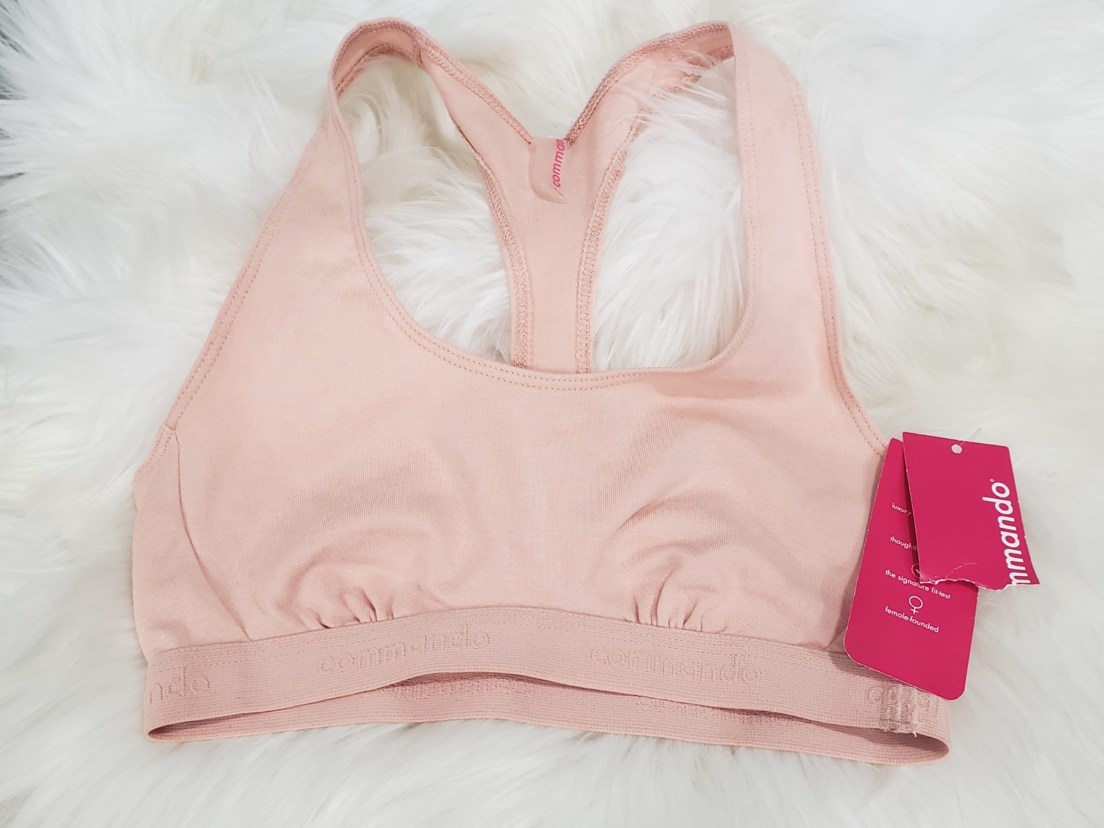 COMMANDO Bralette SIze XS Pima Cotton Blend Micro Rib Racerback Apricot NWT-image
