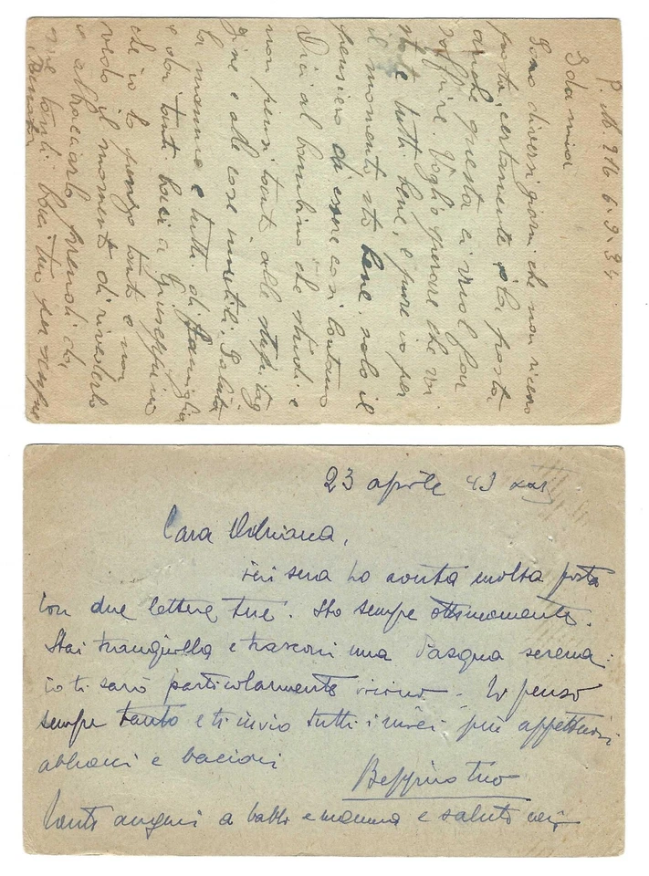 ITALIA 1943 SEGUNDA GUERRA MUNDIAL DOS POSTALES ILUSTRADAS DE LAS FUERZAS DEL EJÉRCITO Foto 2 de 2