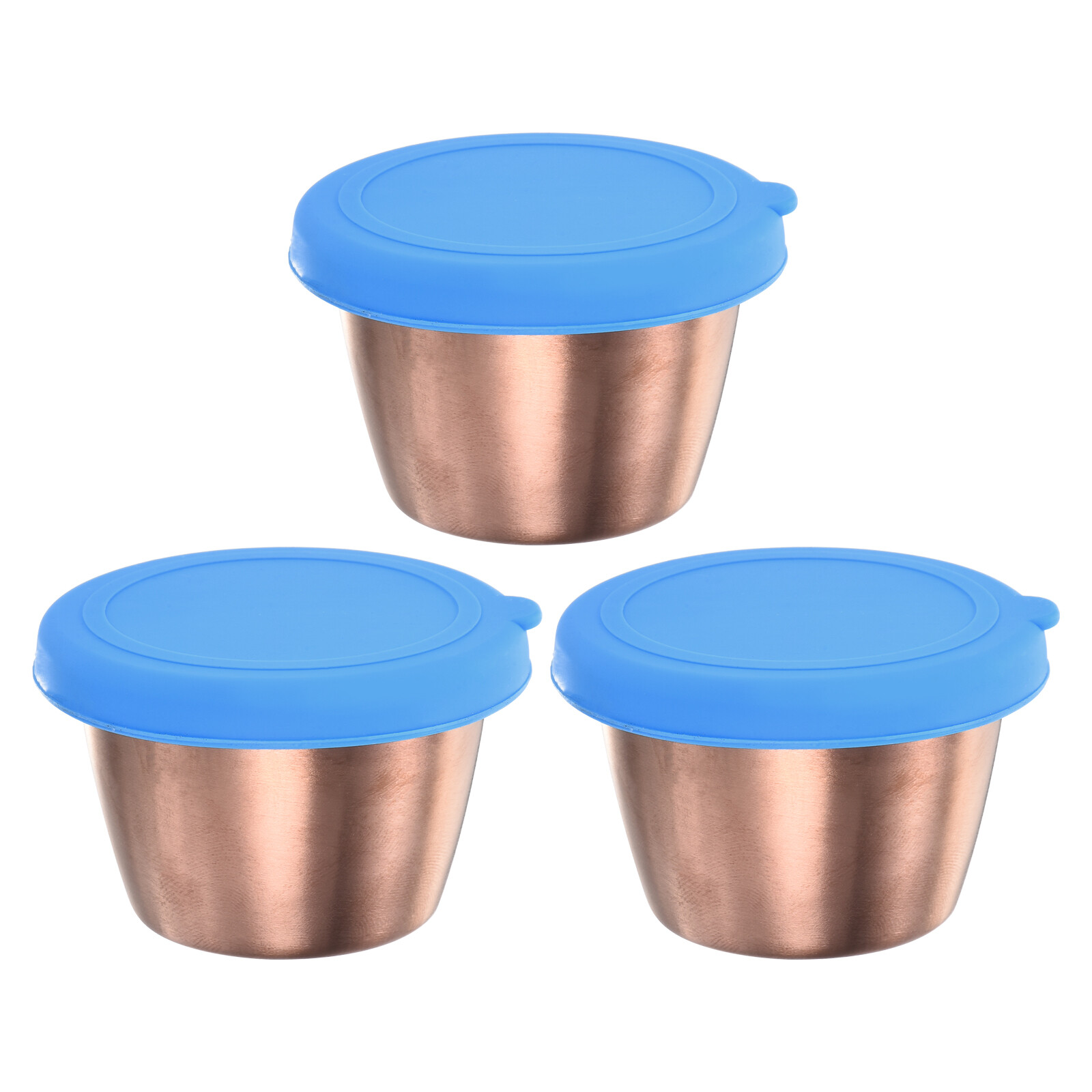 3pcs Salad Dressing Container, 2.4oz Stainless Steel Condiment Cup, Blue