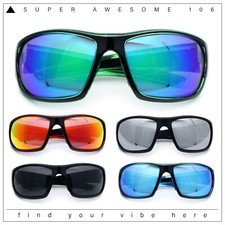 Mens Polarized Antiglare Biker Wrap Around Plastic Sport Sunglasses