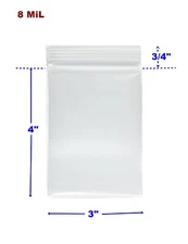 100 Heavy Duty Resealable Zipper Zip Top Lock 3"x4" Plastic PCGS FDA Bags 8 MIL