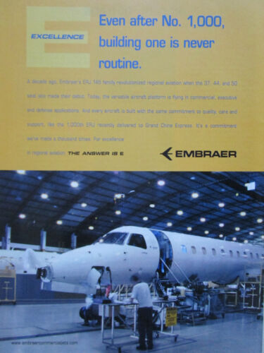11/2007 PUB EMBRAER COMMERCIAL AVIATION ERJ 145 AIRLINER AIRLINES ORIGINAL AD - Photo 1 sur 1