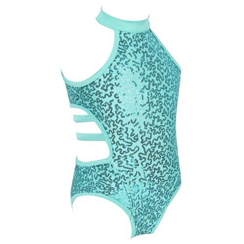 Kids Girls Rompers Dance Unitard Sparkly Bodysuit Cutouts Leotard Performance - Picture 67 of 81
