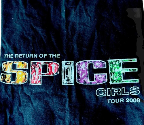 VINTAGE 2XL NUOVO SENZA ETICHETTE SPICE GIRLS TOUR UPSTAGING MANICA LUNGA TOP NERO C - Foto 6 di 7