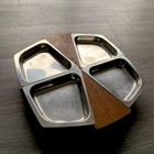 Mid Century Swedish Arthur Salm Stainless steel & teak Table Serving Dishes 70s