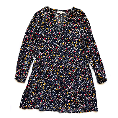 Loft Heart Pattern Print Long Sleeve Drop Waist V Neck Dress Size XS | eBay