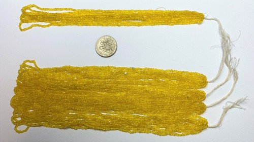 RARE Antique Micro Seed Beads-16/0 Rich Golden Sun Yellow Transparent-4.8g hanks