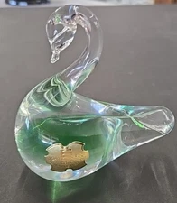 Rare Cristais Hering (Brazil) Lead Crystal Art Glass Swan Paperweight W Sticker
