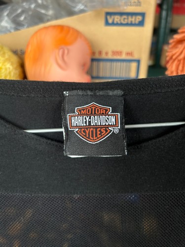 Vintage 2000 Harley Davidson Women's Large Mesh Long Sleeve Shirt Logo Black - Picture 2 of 14