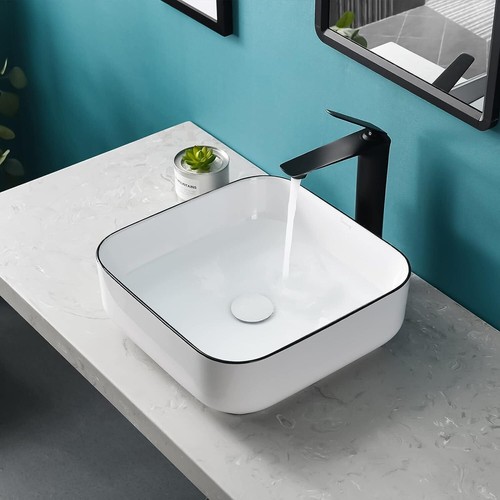 Bathroom Ceramic Basin Sink Hand Wash Counter Top Square Rectangle Bowl Oval UK - Picture 22 of 147