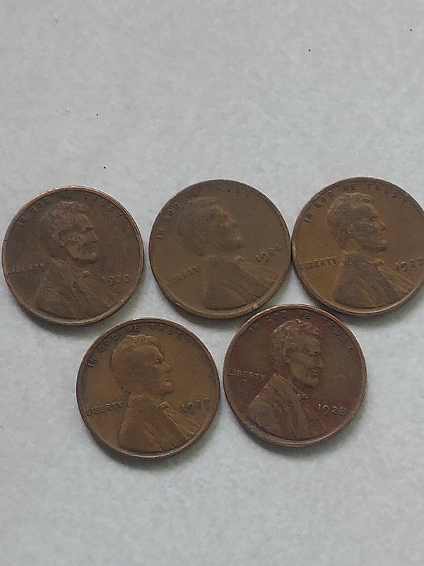 Coin Auction #31- 1920, 1924, (2) 1927, 1928 LINCOLN PENNY