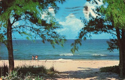 Postcard Quiet Serene White Sandy Beach Boca Raton Florida 1974