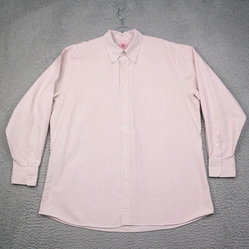 Camicia elegante J Press uomo 17-34 rossa Oxford righe bottoni OCBD made in USA