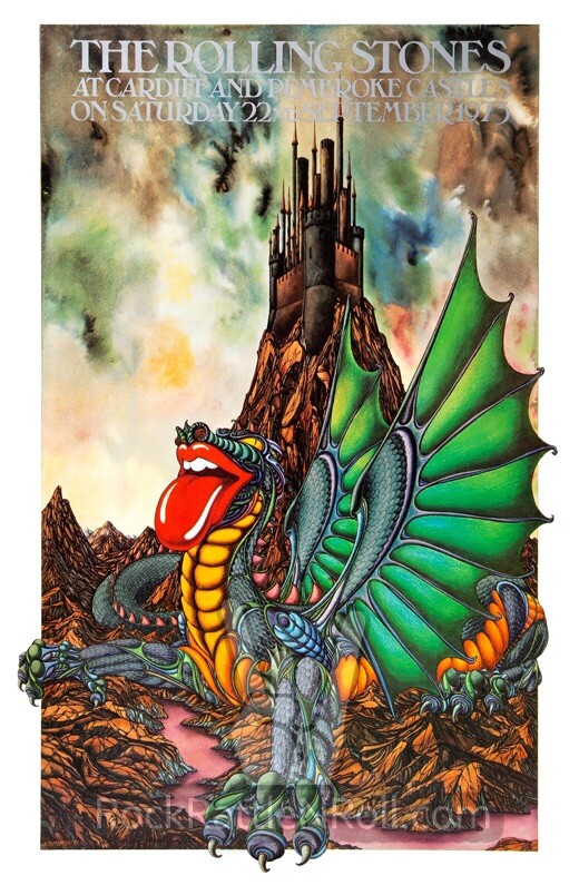ROLLING STONES 1973 CONCERT POSTER 11x17 CARDIFF PEMBROKE CASTLE
