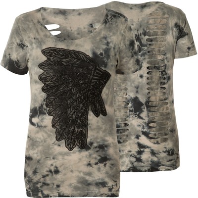 AFFLICTION Damen T-Shirt Libby Grau