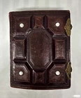 Vintage Civil War Era Photo Album, Gilt pgs Porcelain Buttons 45 CDVs Stamps