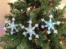 3 Beaded Snowflake Christmas Ornaments