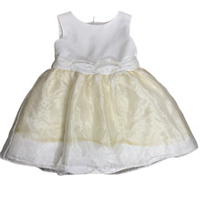 Vintage Infant Beaded Babydoll Dress 18 months White Organza Tulle Petticoat Bow