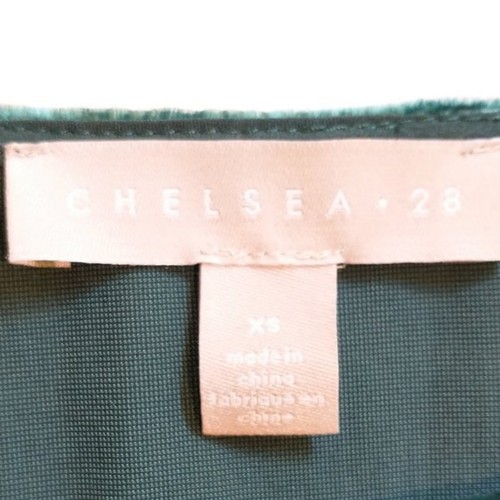 Chelsea28 Velvet Round Neck Top XS Ponderosa Green Flutter Sleeve NWT - Picture 5 of 8