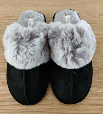 FATFACE BNWT FAT FACE Ladies Kaia Black Mule Slippers Size: Medium 38-40 (UK 5-6.5)
