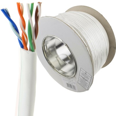  WEISS Netzwerk Ethernet Kabel Rolle CAT5e Solid UTP 100m