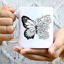 Mama Mug Blessed Bohemian Mothers Day Birthday Gift Floral Butterfly Coffee Cup