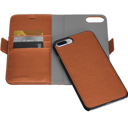 AmazonBasics iPhone 8 Plus / 7 Plus PU Leather Wallet Detachable Case, Brown - Picture 6 of 7