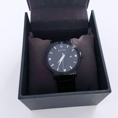 Bulova Men New Modern Futuro Black Dial 3Hand Quartz Watch