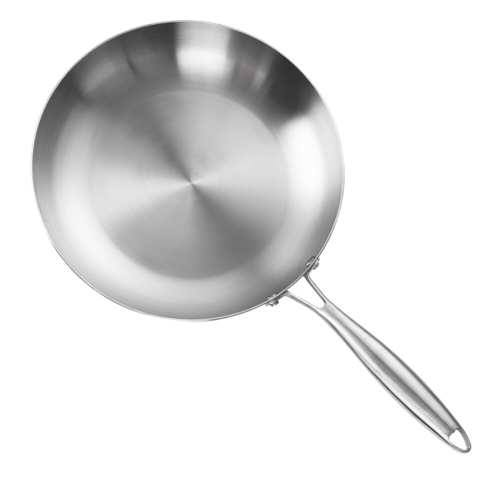 Edelstahl Bratpfanne Mit Glasdeckel - Ohne Beschichtung, Für Induktion & Backofen