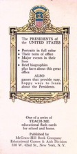 1962 McGraw-Hill Book Presidents USA Flash Cards Advertising Card