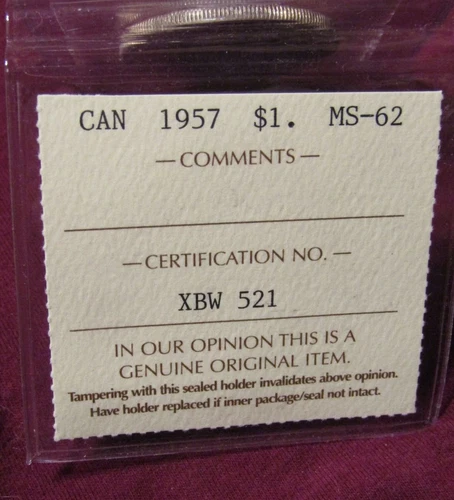 1957 CANADA SILVER $1 DOLLAR...ICCS MS-62