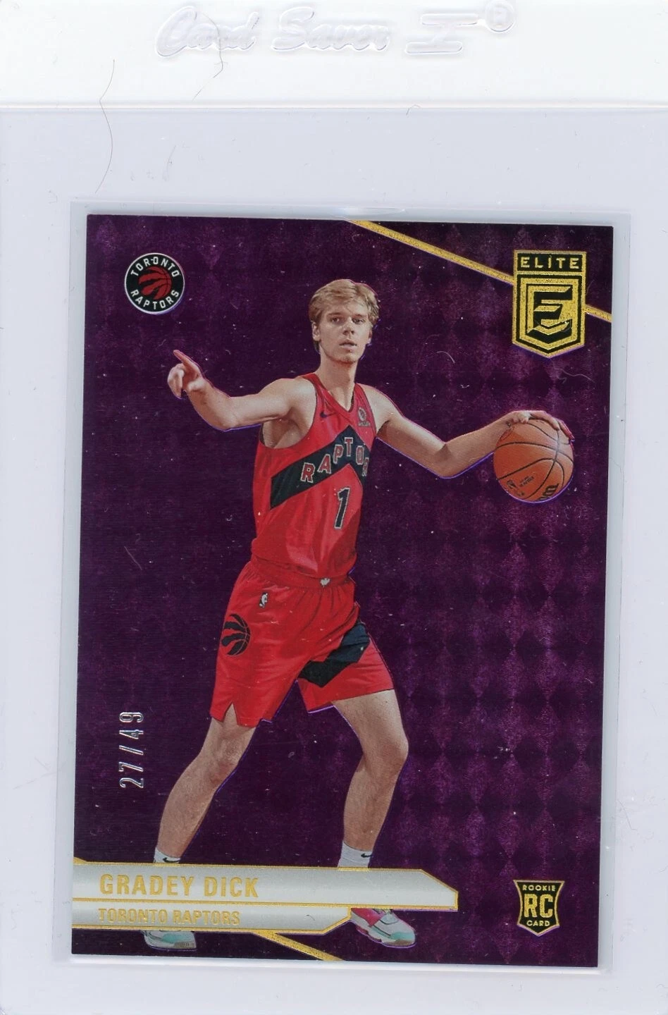 2023-24 Panini Donruss Elite GRADEY DICK Purple Rookie Card /49 #202 Raptors