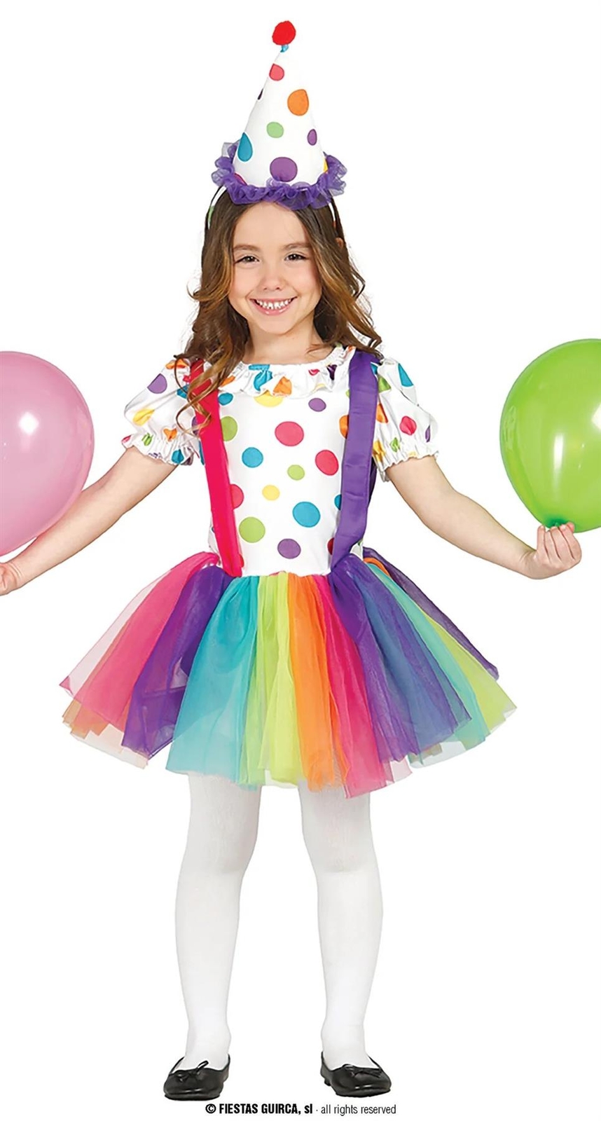 Disfraz de payaso colorido top grande para niñas - 3-4 años