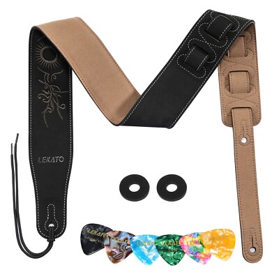 LEKATO 2.5  Wide Guitar Strap Suede Soft Bass Guitar Straps 35 -51  Adjustable