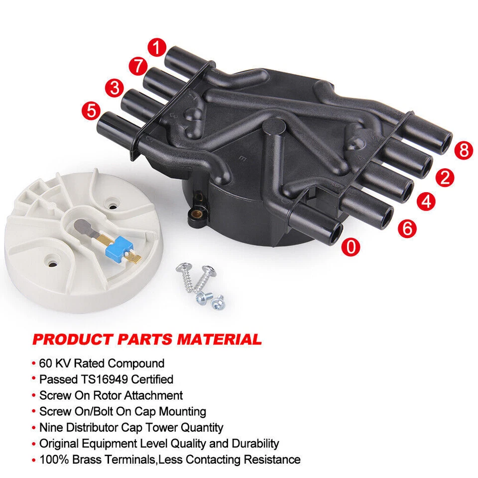 1X Distributor Cap with Rotor kits For GMC C1500 C2500 C3500 K1500 K2500 K3500 - Image 2 of 4