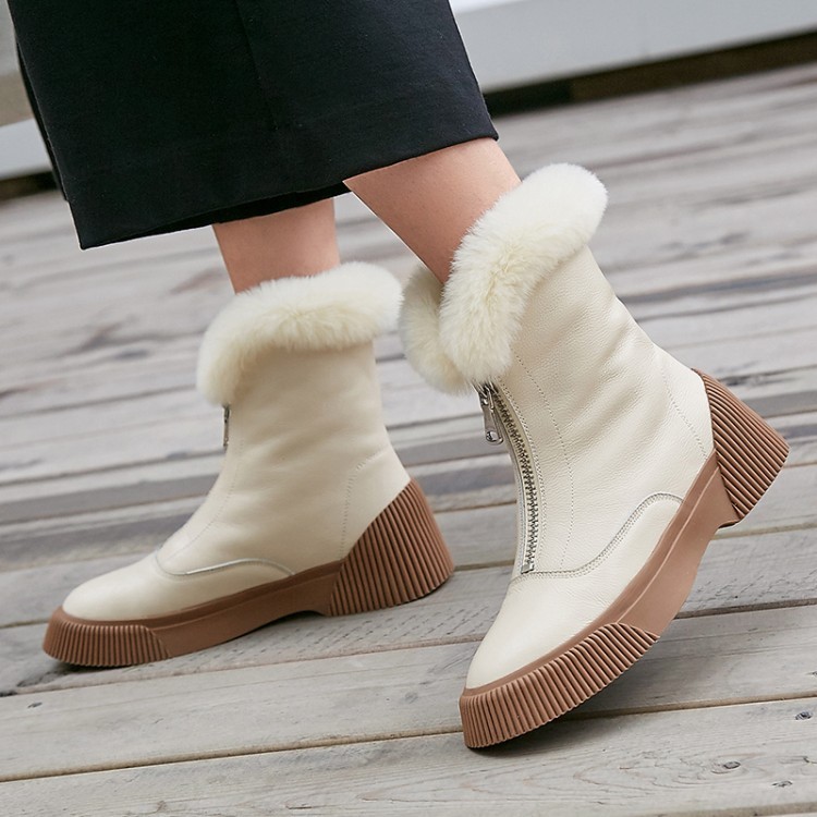Para mujeres Cuero Cremallera Punta rojoonda Sexy Damas Zapatos Planos Invierno botas al Tobillo Talla Sin impuestos Para mujeres Cuero Cremallera Punta rojoonda Sexy Damas Damas Damas Zapatos Planos Invierno botas al Tobillo Talla punto de venta en línea