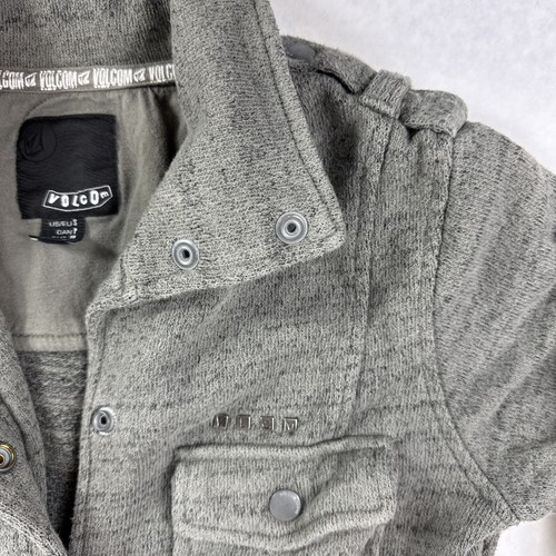 Volcom Jacket Womens S Cargo Army Gray Fleet Utility Snap Button Collared VTG - Picture 13 of 23