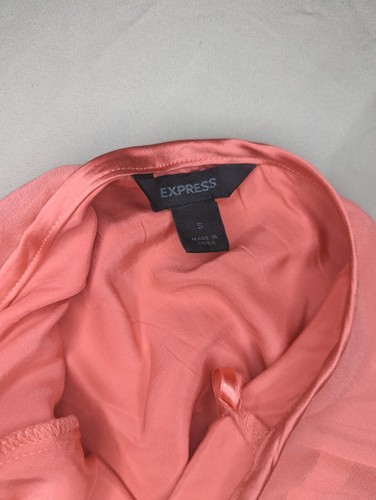 Vintage Express Top Small Pink Coral Ruffle Beaded Blouse Shirt Top 2000s - Picture 4 of 9