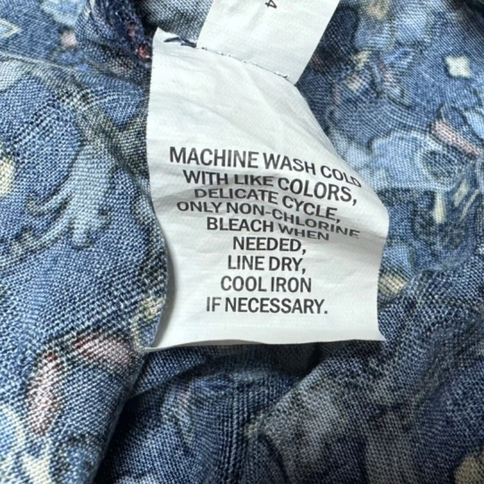 Top sin mangas floral peplum de Falls Creek patrón azul talla 1X Foto 4 de 4