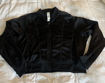 Fabletics x Demi Lovato Tori Woven Bomber Jacket Black Satiny Active Size L