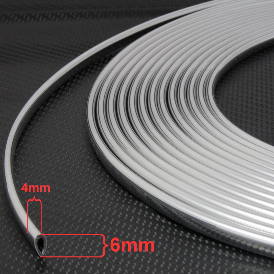 1m Size- 6mm x 4mm u-profile Chrome Car Edge Guard Moulding Trim Molding Strip