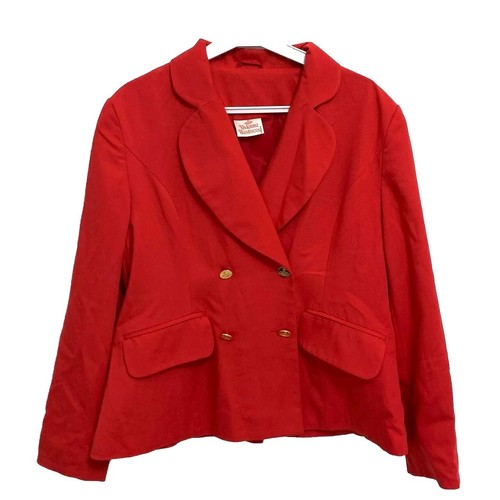 VIVIENNE WESTWOOD Red Blazer Size 14 Long Sleeve Made In UK #Z11