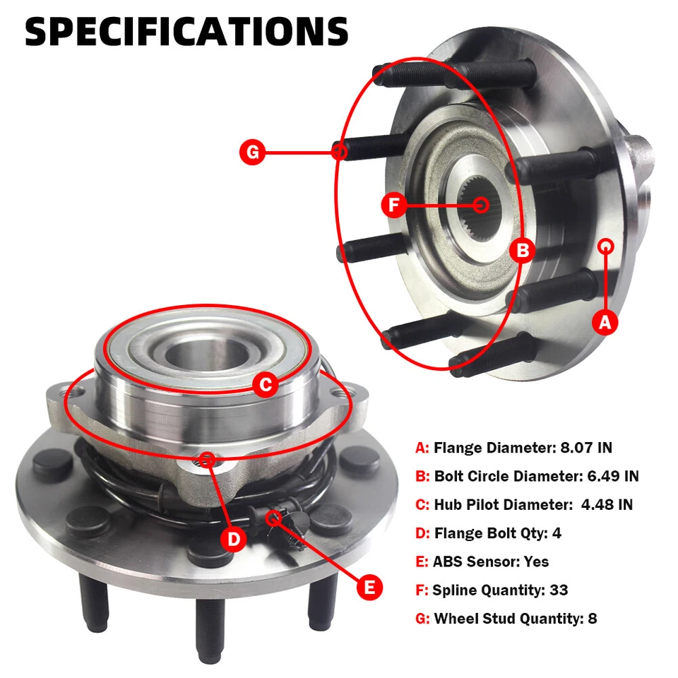 MOOG Front Wheel Bearing and Hub for Dodge Ram 3500 2006 - 2008 8Lugs 515101 4X4 - Image 2 of 4