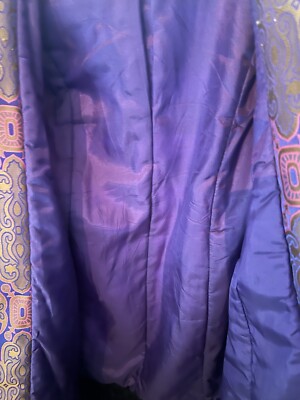 90s a/w 1998 vivienne tam brocade purple fur trim coat rare sz 1