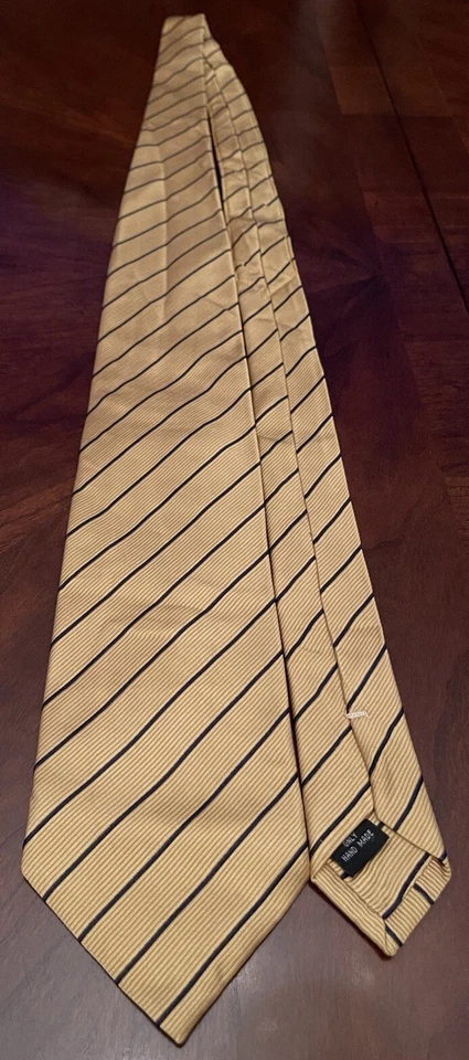 Corbata Bernini Beverly dorada azul hecha a mano 100 % seda para hombre hecha en China Foto 3 de 4