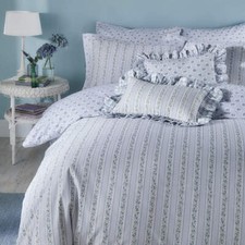 Image of Cath Kidston Ticking Stripe Bedding 100% Cotton Percale Duvet Cover Set in Blue
