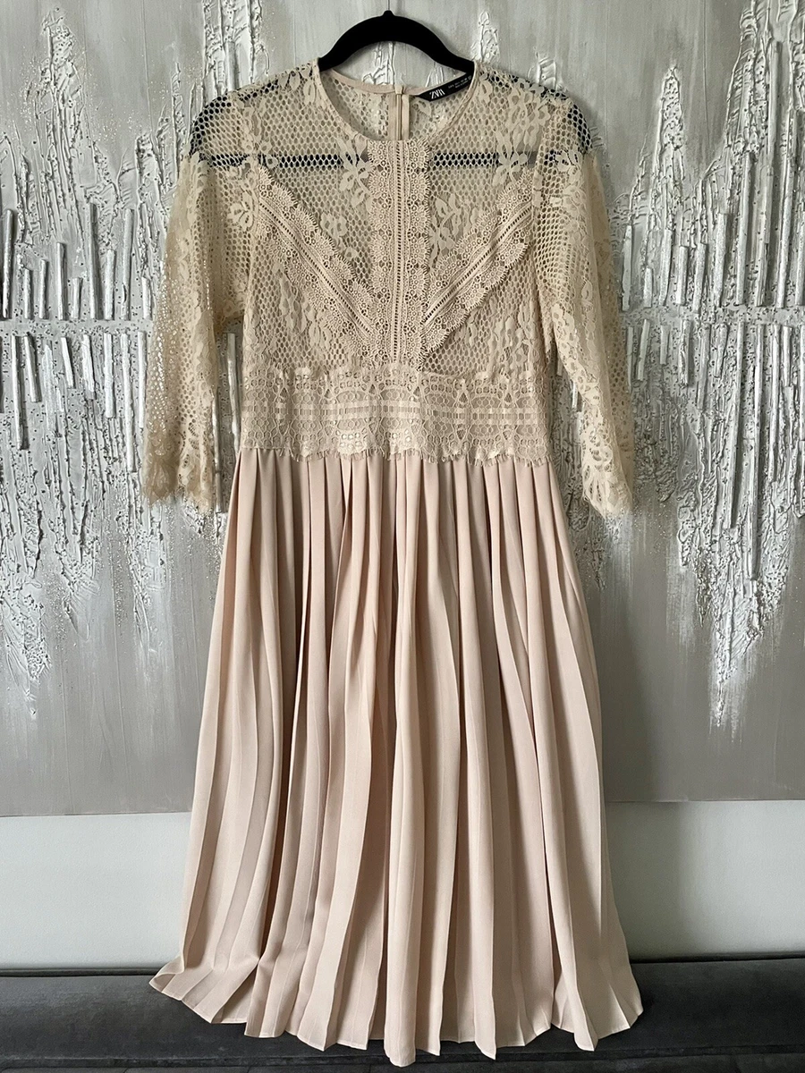 Zara lace pleated dress sales