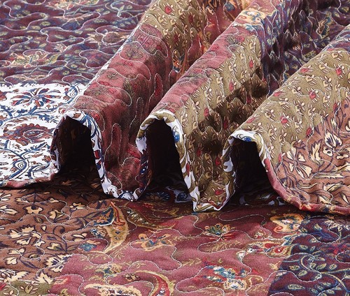 Red Riches 2-Piece Quilt Set - Twin Size with 1 Sham Autumn Patchwork Design ... - Picture 3 of 7